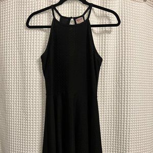 Black Halter Mini-Dress with Waist & Fabric Detail - Small - Only Worn Once!